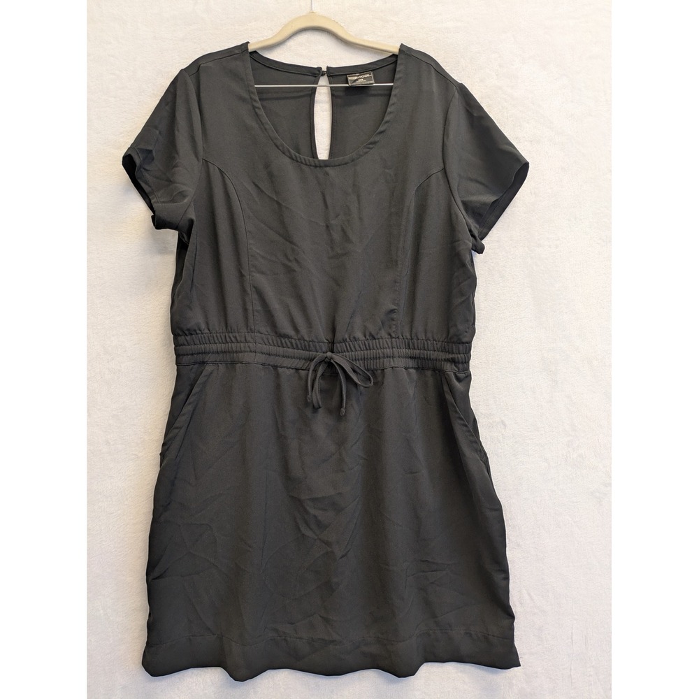 32 Degrees Black Short Sleeve Drawstring Waist Dress